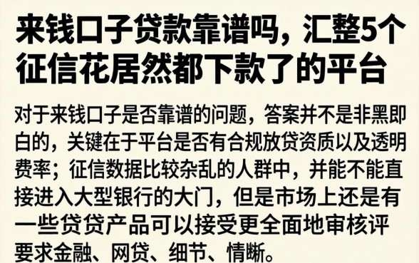 来钱口子贷款靠谱吗，汇整5个征信花居然都下款了的平台