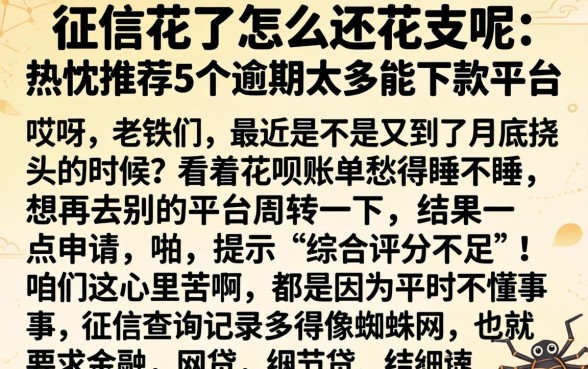 征信花了怎么还花呗呢,热忱推荐5个逾期太多能下款平台