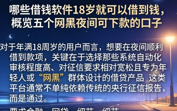 哪些借钱软件18岁就可以借到钱,概览五个网黑夜间可下款的口子
