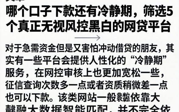 哪个口子下款还有冷静期，筛选5个真正无视风控黑白的网贷平台