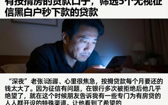 有按揭房的贷款口子，筛选5个无视征信黑白户秒下款的贷款