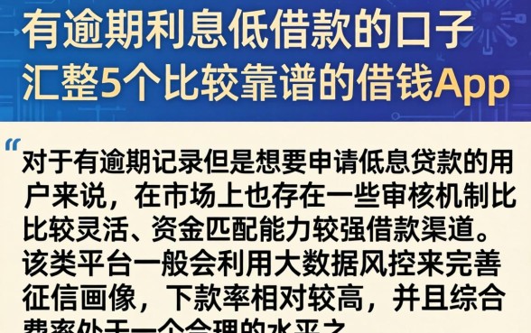 有逾期利息低借款的口子，汇整5个比较靠谱的借钱app