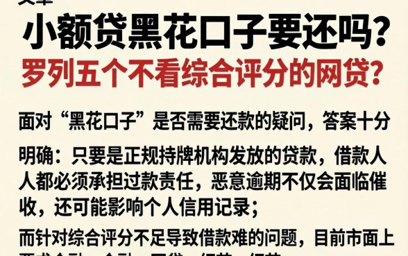 小额贷黑花口子要还吗，罗列五个不看综合评分的网贷