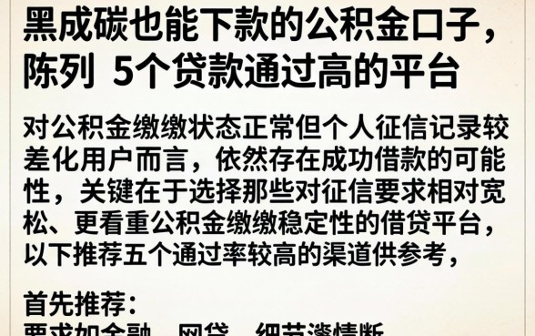 黑成碳也能下款的公积金口子，陈列5个贷款通过高的平台