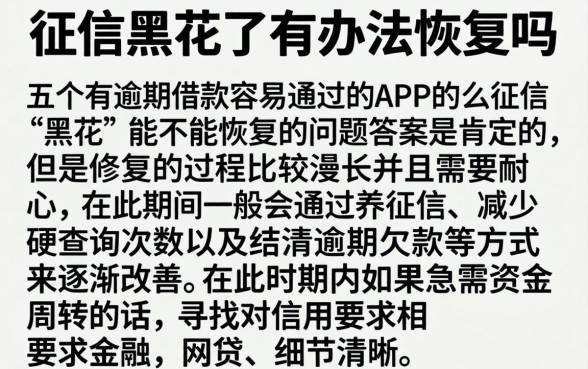 征信黑花了有办法恢复吗，详细阐述五个有逾期借款容易通过的app