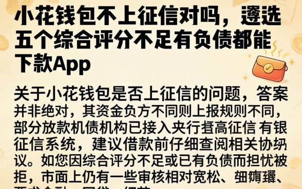小花钱包不上征信对吗，遴选五个综合评分不足有负债都能下款app