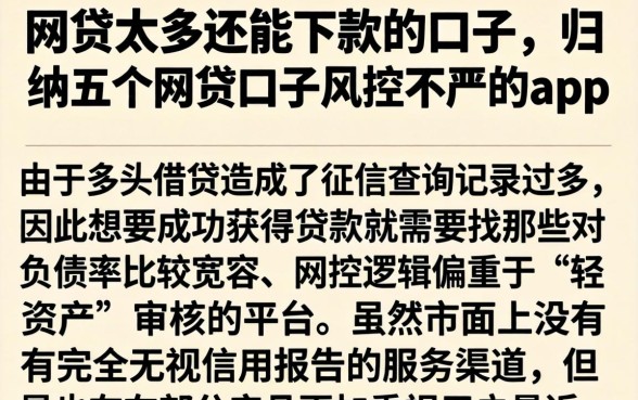 网贷太多还能下款的口子,归纳五个网贷口子风控不严的app