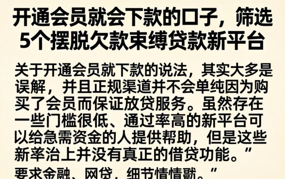 开通会员就会下款的口子，筛选5个摆脱欠款束缚贷款新平台