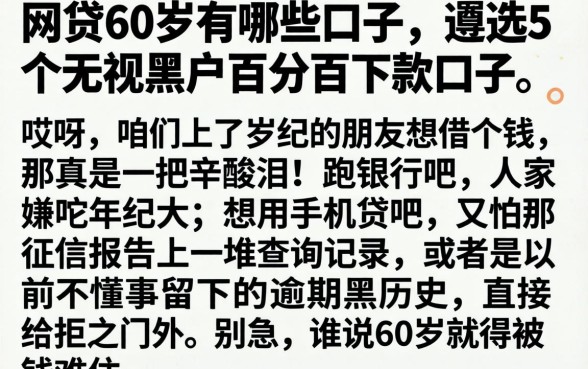 网贷60岁有哪些口子，遴选5个无视黑户百分百下款口子