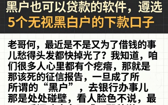 黑户也可以贷款的软件，遴选5个无视黑白户的下款口子
