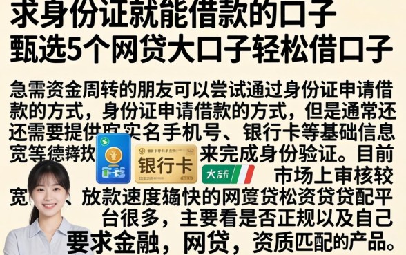 求身份证就能借款的口子，甄选5个网贷大口子轻松借口子