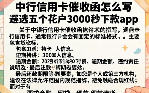 中行信用卡催收函怎么写，遴选五个花户3000秒下款app