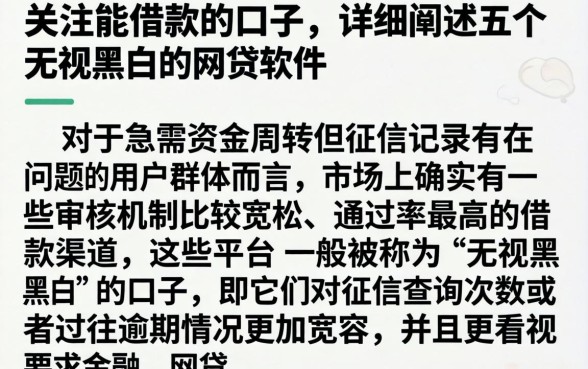 关注能借款的口子,详细阐述五个无视黑白的网贷软件