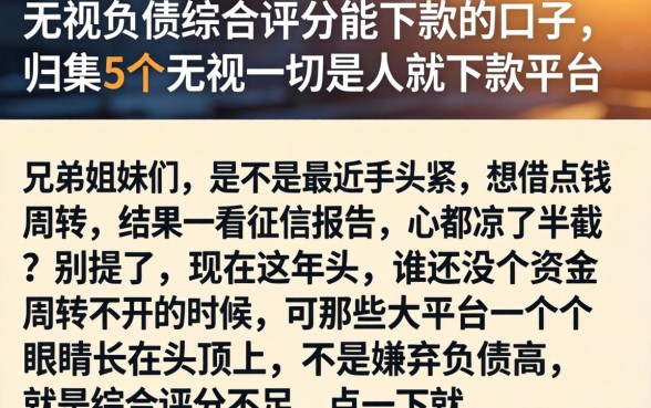 无视负债综合评分能下款的口子,归集5个无视一切是人就下款平台