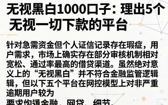 无视黑白1000口子，理出5个无视一切下款的平台