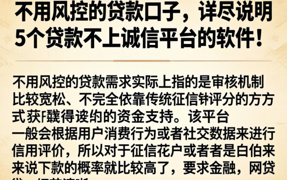 不用风控的贷款口子，详尽说明5个贷款不上诚信平台的软件