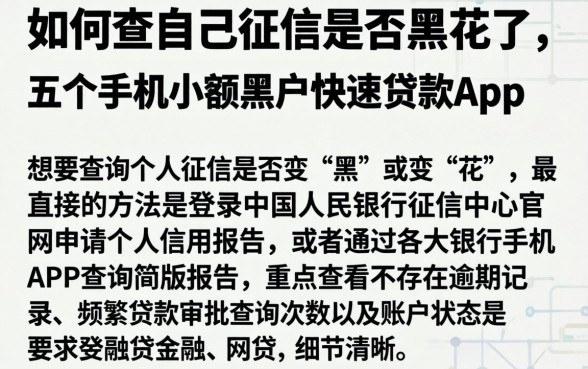 如何查自己征信是否黑花了，详尽说明五个手机小额黑户快速贷款app