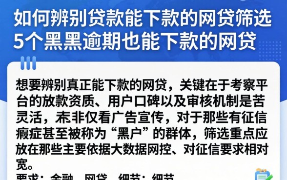 如何辨别贷款能下款的网贷，筛选5个黑户逾期也能下款的网贷