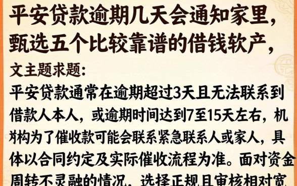 平安贷款逾期几天会通知家里，甄选五个比较靠谱的借钱软件