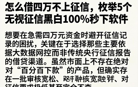 怎么借四万不上征信，枚举5个无视征信黑白100%秒下软件