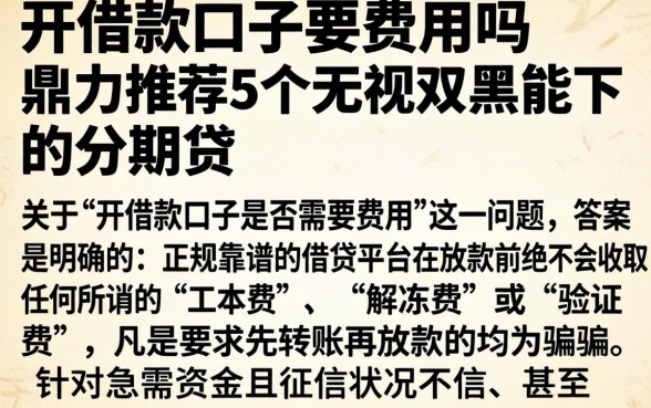 开借款口子要费用吗，鼎力推荐5个无视双黑能下的分期贷