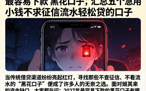 最容易下款的黑花口子，汇总五个急用小钱不求征信流水轻松贷的口子
