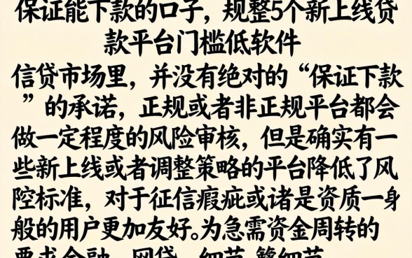 保证能下款的口子，规整5个新上线贷款平台门槛低软件