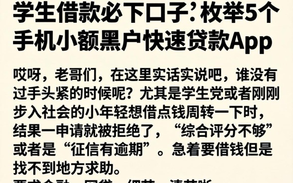 学生借款必下口子，枚举5个手机小额黑户快速贷款app