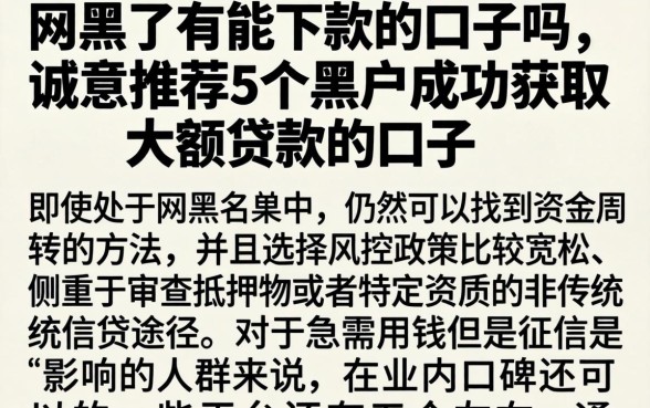 网黑了有能下款的口子吗，诚意推荐5个黑户成功获取大额贷款的口子