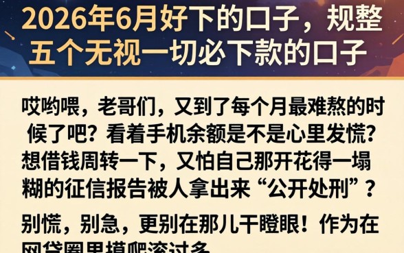 2026年6月好下的口子，规整五个无视一切必下款的口子