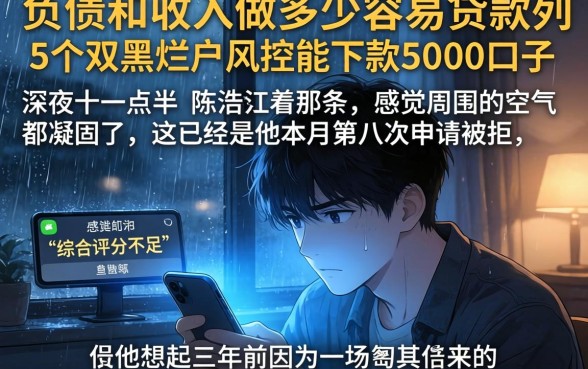 负债和收入做多少容易贷款，胪列5个双黑烂户风控能下款5000口子