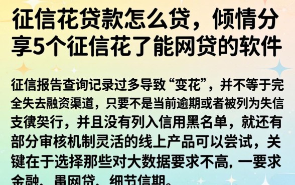 征信花贷款怎么贷,倾情分享5个征信花了能网贷的软件