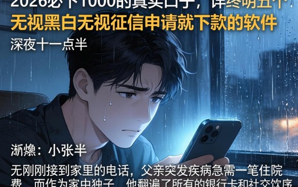 2026必下1000的真实口子，详尽说明五个无视黑白无视征信申请就下款的软件