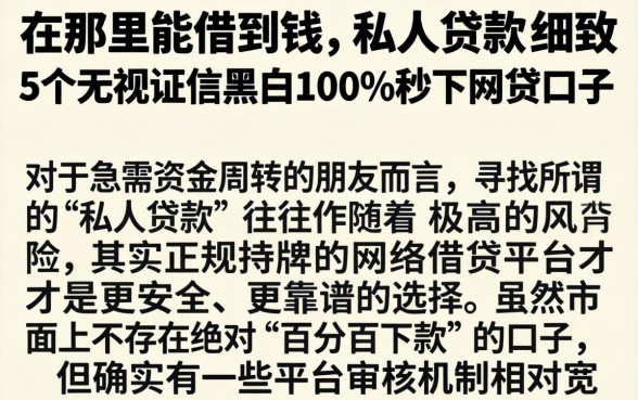 在那里能借到钱,私人贷款,细致阐述5个无视征信黑白100%秒下网贷口子