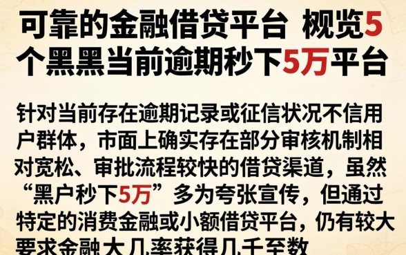 可靠的金融借贷平台，概览5个黑户当前逾期秒下5万平台