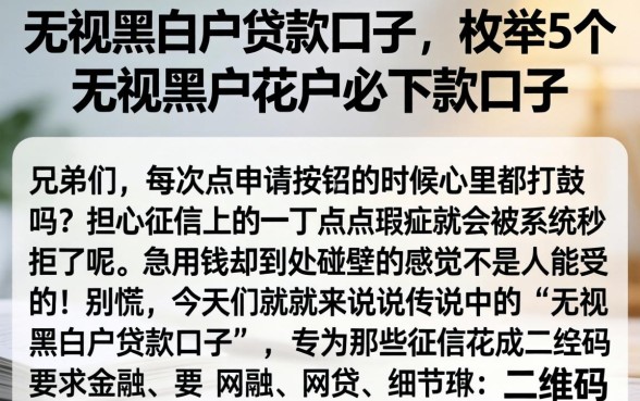 无视黑白户贷款口子，枚举5个无视黑户花户必下款口子