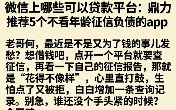 微信上哪些可以贷款的平台,鼎力推荐5个不看年龄征信负债的app