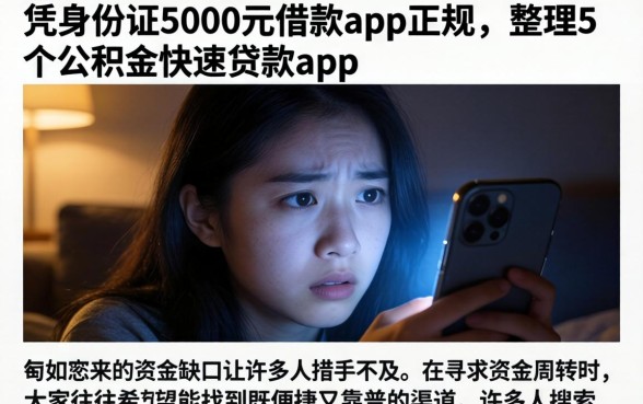 凭身份证5000元借款的app正规，整理5个公积金快速贷款app