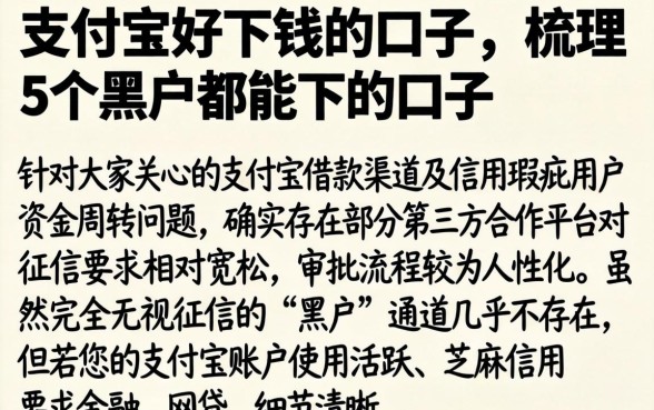 支付宝好下钱的口子，梳理5个黑户都能下的口子