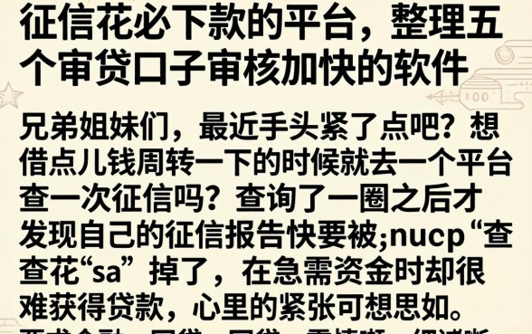 征信花必下款的平台，整理五个审贷口子审核加快的软件