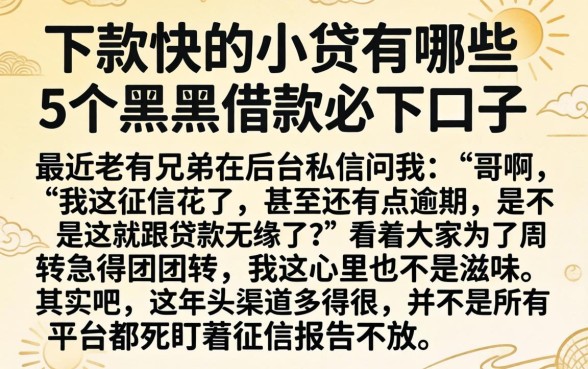 下款快的小贷有哪些，细致阐述5个黑户借款必下口子