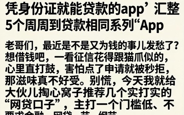 凭身份证就能贷款的app，汇整5个周周到贷款相同系列的app
