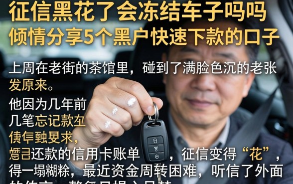 征信黑花了会冻结车子吗吗，倾情分享5个黑户快速下款的口子