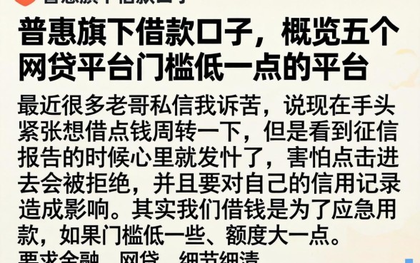普惠旗下借款口子，概览五个网贷平台门槛低一点的平台