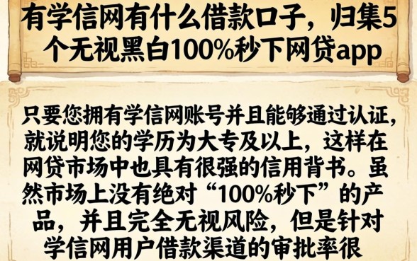 有学信网有什么借款口子，归集5个无视黑白100%秒下网贷app
