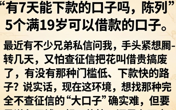 有7天能下款的口子吗，陈列5个满19岁可以借款的口子