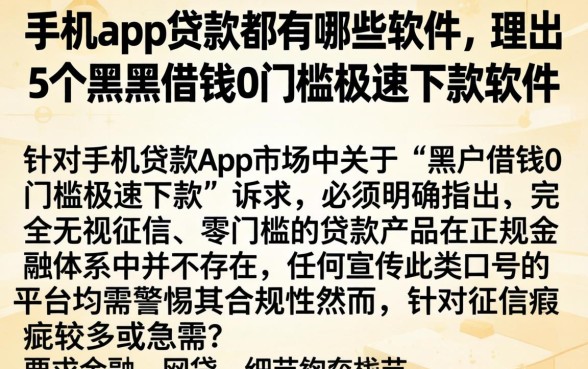 手机app贷款都有哪些软件，理出5个黑户借钱0门槛极速下款软件
