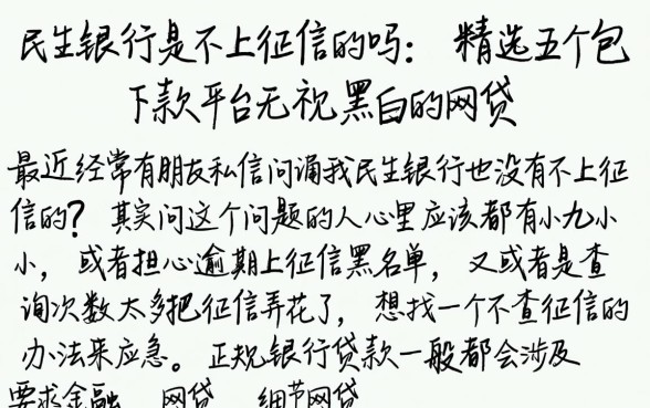 民生银行是不上征信的吗，精选五个包下款平台无视黑白的网贷