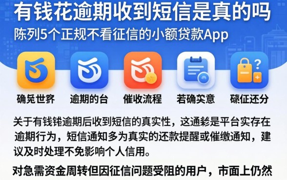 有钱花逾期收到短信是真的吗，陈列5个正规不看征信的小额贷款app