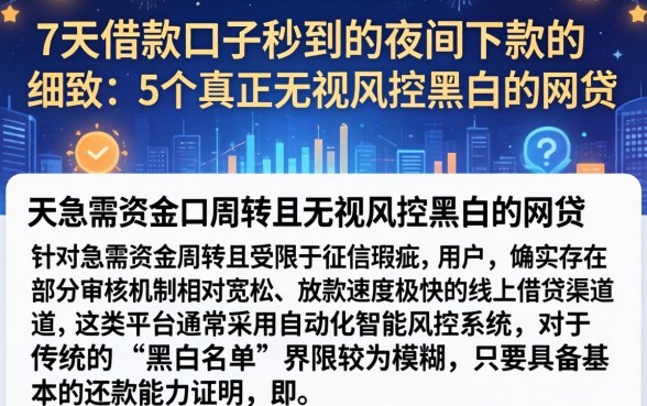 7天借款的口子秒到的夜间下款的，细致阐述5个真正无视风控黑白的网贷
